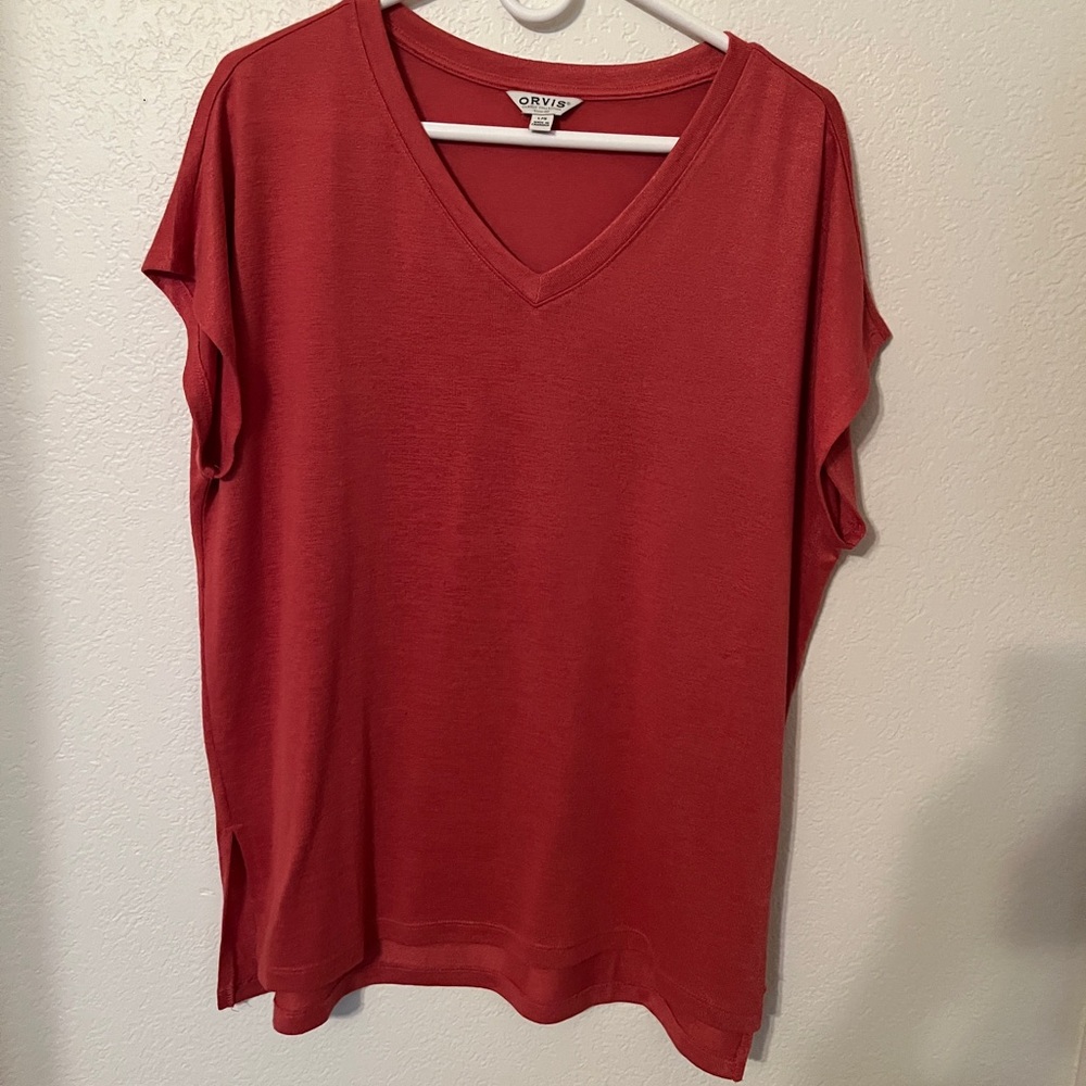 Orvis Brand - Red Tunic Knit Top - Size: Large